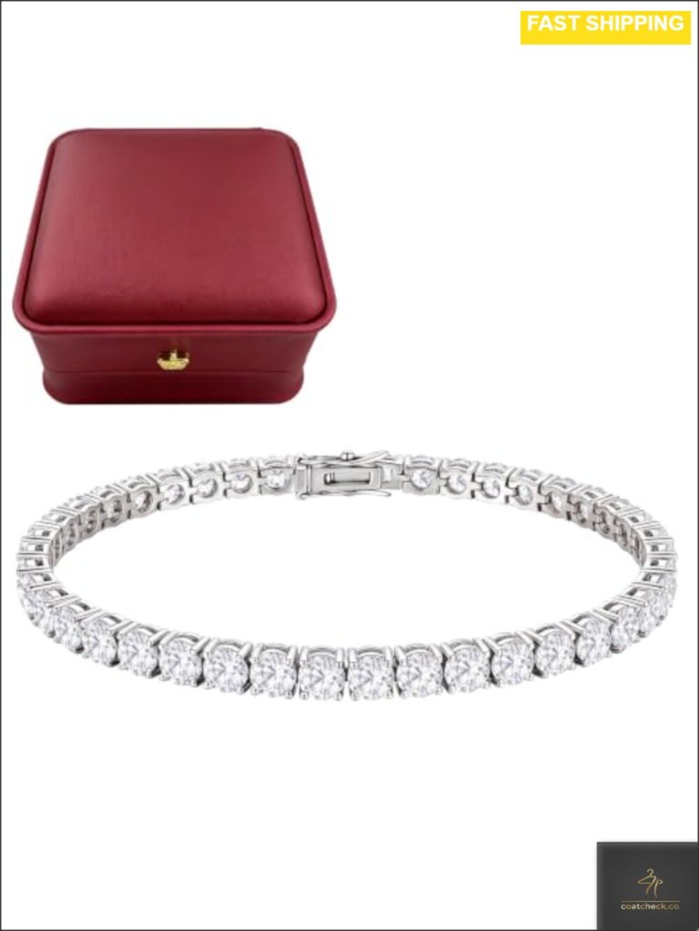 14K Gold-Plated Tennis Bracelet 4MM Round-Cut Cubic Zirconia